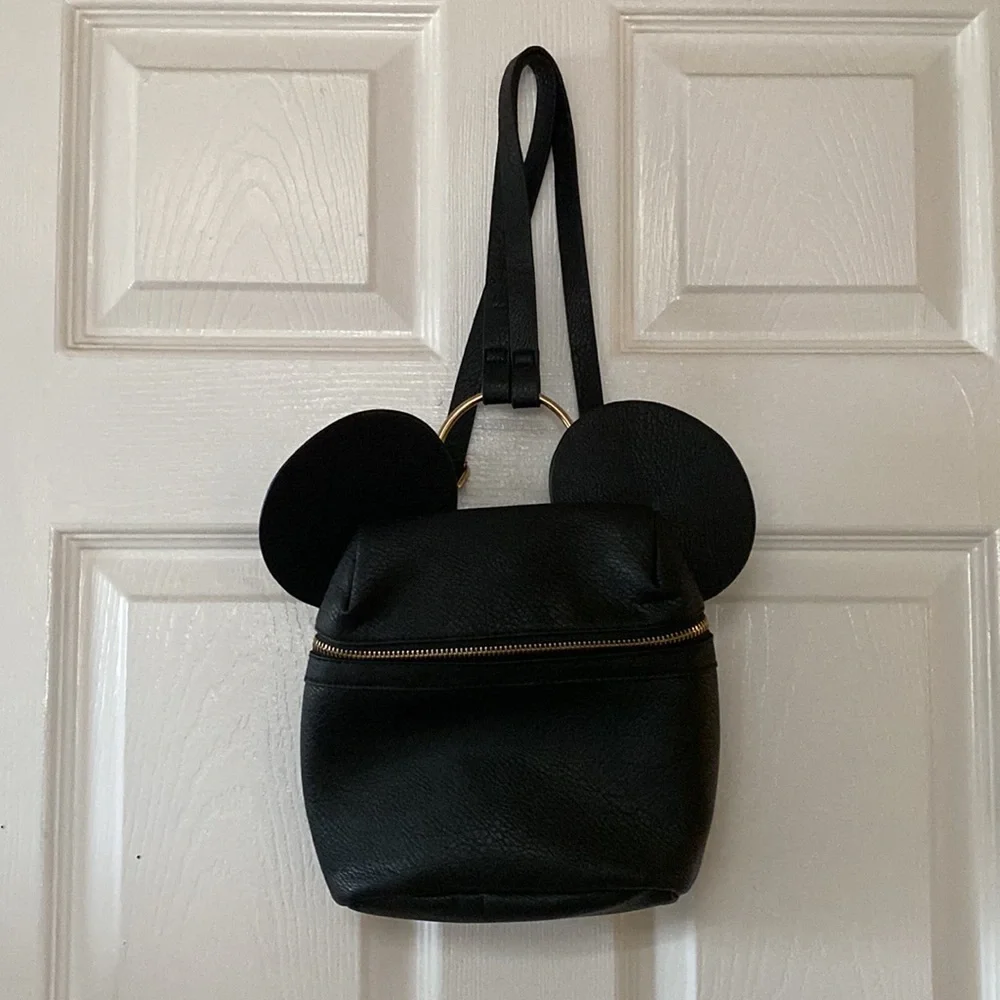 Disney x Typo Black Faux Leather Vegan Mickey Ear Mouse Backpack
